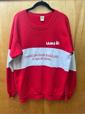 Vintage 80s Velva Sheen IAMS Promo Sweatshirt - Red/White XL